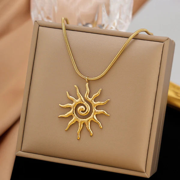 Gold Plated Anti Tarnish Stainless Steel Sun Shaped Pendant