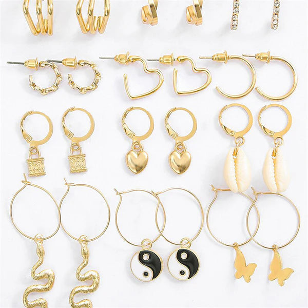 Gold Plated Drop Trending Earrings Combo of 12 For Women