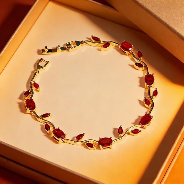 Tulip Bracelet for Women, Floral Crystal, Anti Tarnish Jewellery Latest Stylish Bracelet Gifts for Girls