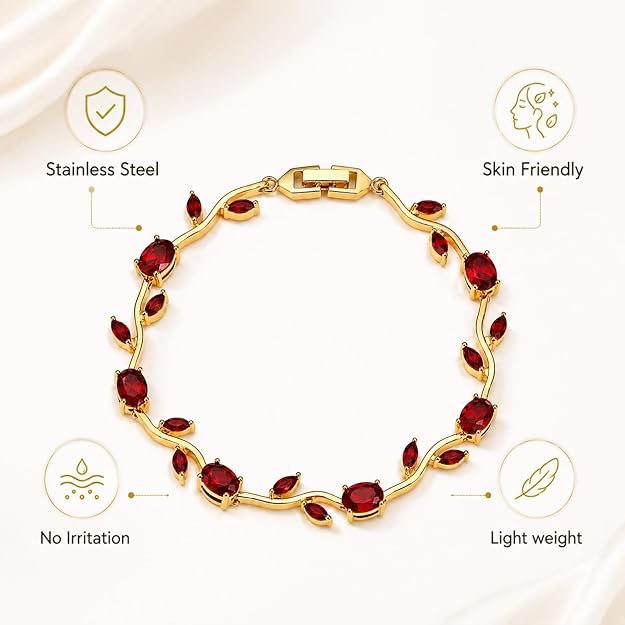 Tulip Bracelet for Women, Floral Crystal, Anti Tarnish Jewellery Latest Stylish Bracelet Gifts for Girls