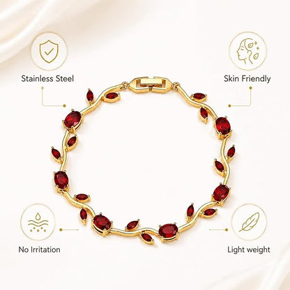 Tulip Bracelet for Women, Floral Crystal, Anti Tarnish Jewellery Latest Stylish Bracelet Gifts for Girls