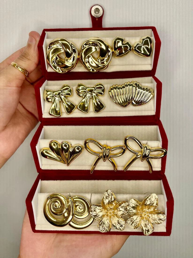8 Gold Plated Earrings Box || Premium Gift Set