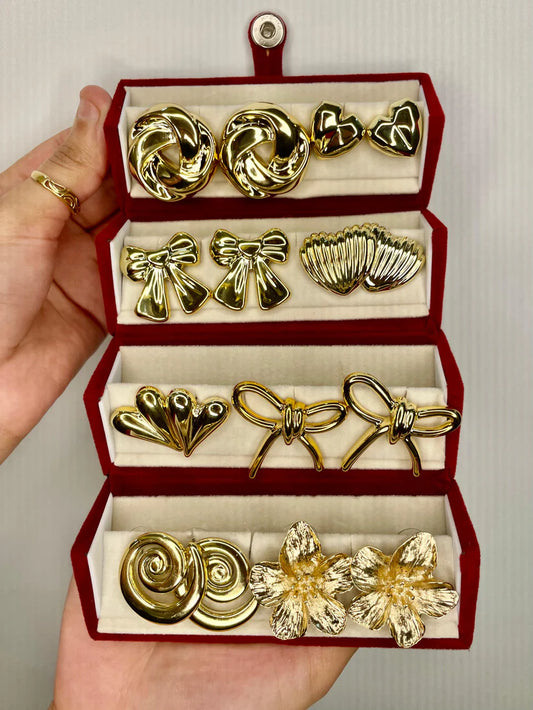 8 Gold Plated Earrings Box || Premium Gift Set