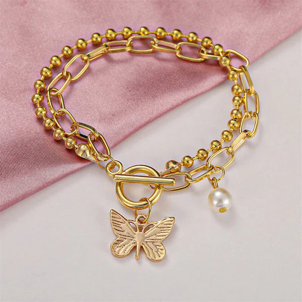 Gold-Toned Gold Plated Butterfly Inspired Bracelet