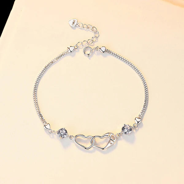 Silver Plated Heart Themed Anti Tarnish Bracelet