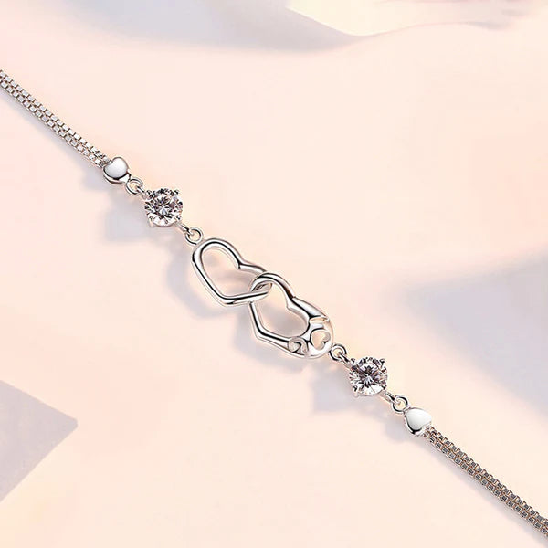 Silver Plated Heart Themed Anti Tarnish Bracelet