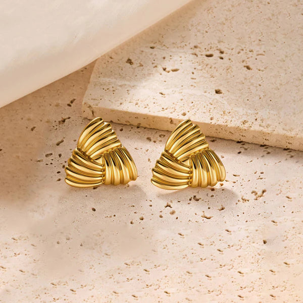 Gold-Plated Anti Tarnish Stainless Steel Triangular Stud Earrings