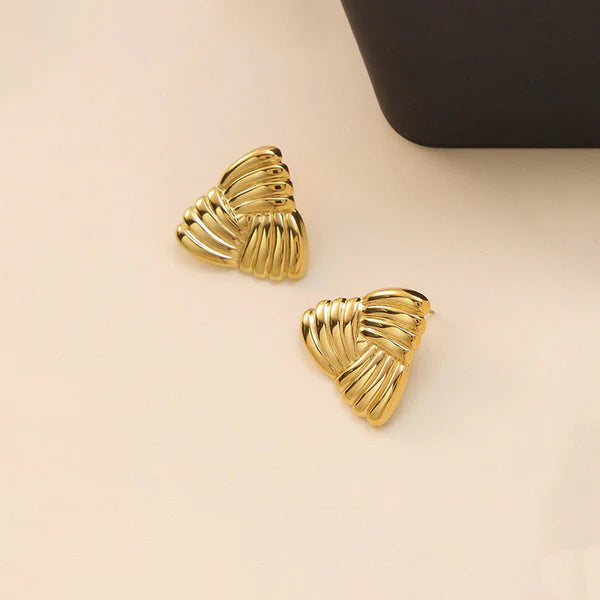 Gold-Plated Anti Tarnish Stainless Steel Triangular Stud Earrings