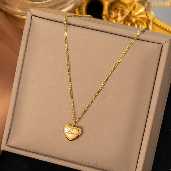 Gold Plated Stainless Steel Anti Tarnish Heart Themed Pendant For Women