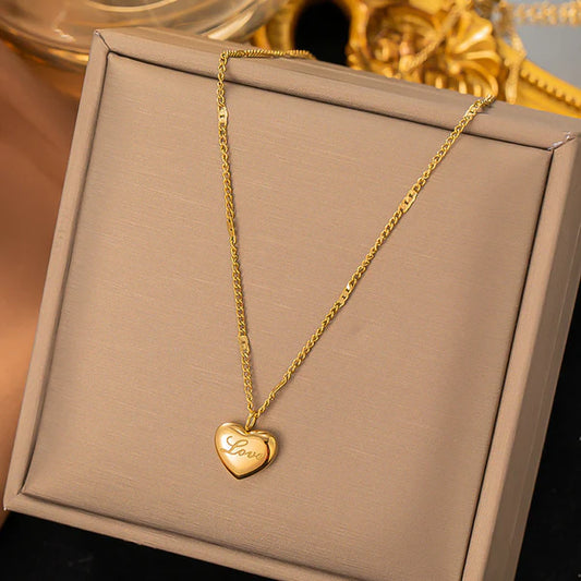 Gold Plated Stainless Steel Anti Tarnish Heart Themed Pendant For Women