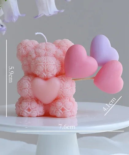 Decorative Soy Wax Candle Heart Rose Bear Aromatherapy Atmosphere Bedroom Fragrance Candle Eco-Friendly Mixed Wax Candles