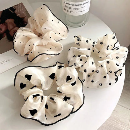 Elegant Sweet Women's Polka Dots Nylon Hair Tie Scrunchies
