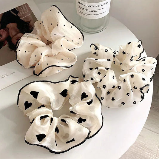 Elegant Sweet Women's Polka Dots Nylon Hair Tie Scrunchies