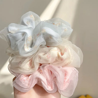 Fashion Women'S Stripe Flower Horse Hair Tie Big - Pink
