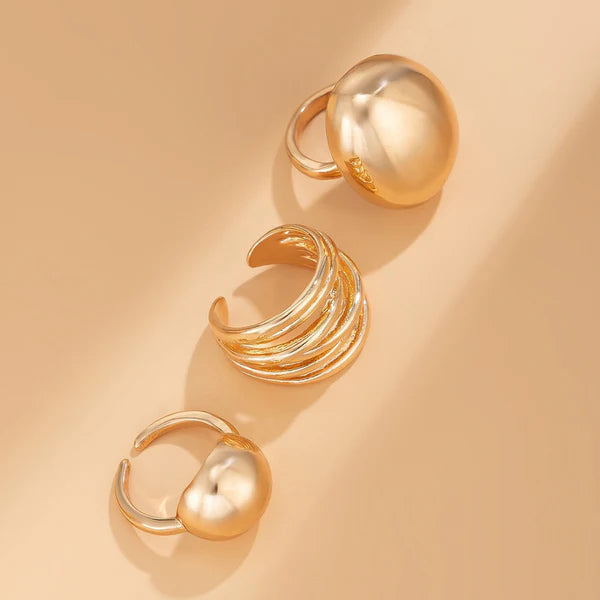 Trending Gold Plated Set of 3 Stackable Finger Rings