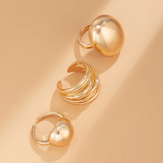 Trending Gold Plated Set of 3 Stackable Finger Rings