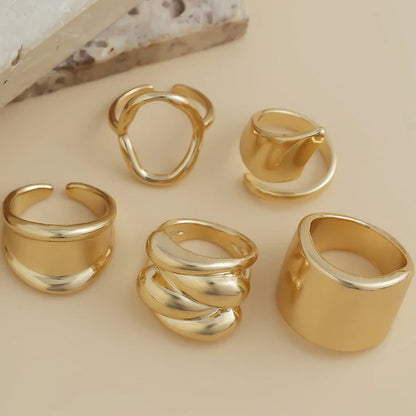Trending Gold Plated Set of 5 Stackable Finger Rings