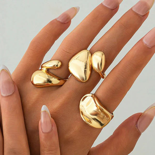 AntiTarnish Gold Plated Stackable Rings Pack of 3 For Women