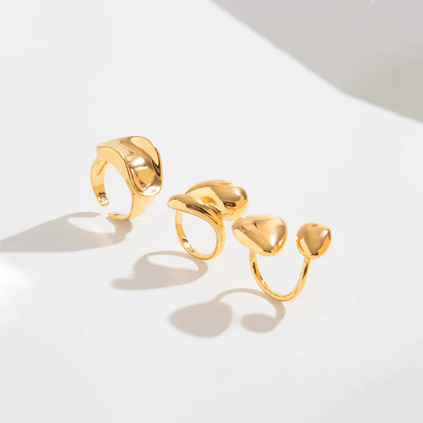 AntiTarnish Gold Plated Stackable Rings Pack of 3 For Women