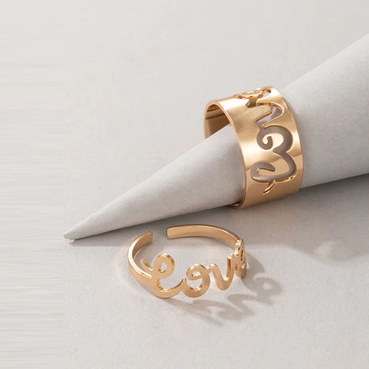 Gold Plated Stackable Anti Tarnish Beautiful Love Rings Combo of 2 For Couples